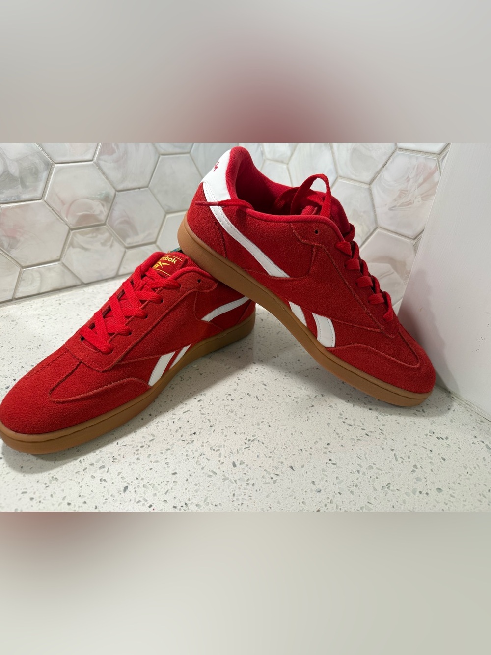 Reebok Women's Forte Lounger Double-Up Sneakers Equestrian Red Suede NEW Sz 11